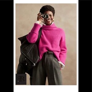 NWT BANANA REPUBLIC OVERSIZED CASHMERE MERINO BRIGHT PEONY PINK SWEATER